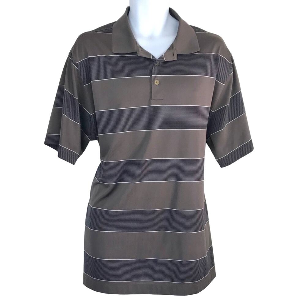Nike Golf Dri Fit Gray Striped Polo Shirt XL